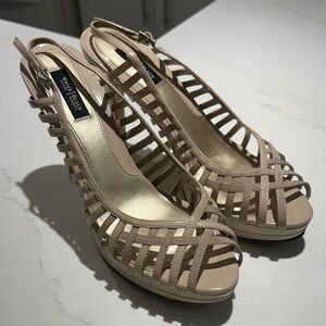 White House Black Market Beige Strappy Heels